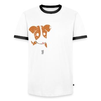 Jack Russel Jagdhund Geschenk - Männer Kontrast-T-Shirt - Weiß/Schwarz - Vorne - AI Model Female 172 light (172cm) & AI Model Male 178 dark (178cm)