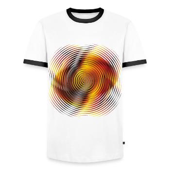 Gradient rotation - Men's Ringer Shirt - white/black - Front - AI Model Female 172 light (172cm) & AI Model Male 178 dark (178cm)