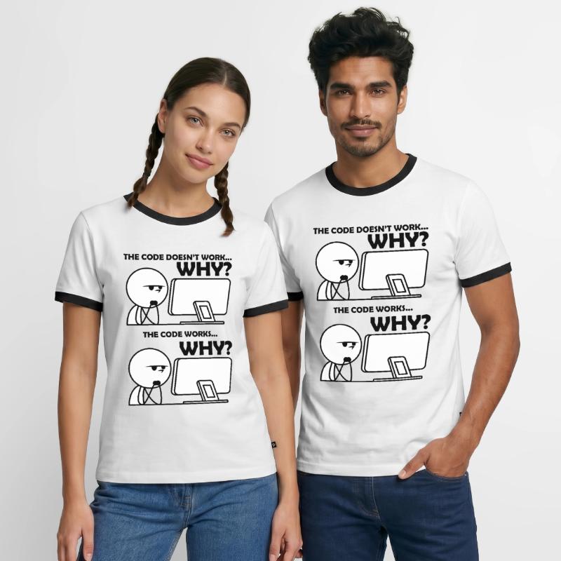 Programmation Code Drôle T-shirt contrasté Homme