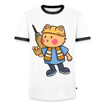 Cat drill construction site helmet kids gift - Men's Ringer Shirt - white/black - Front - AI Model Female 172 light (172cm) & AI Model Male 178 dark (178cm)