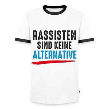 Rassisten sind keine Alternative Gegen Nazis Demo - Männer Kontrast-T-Shirt - Weiß/Schwarz - Vorne - AI Model Female 172 light (172cm) & AI Model Male 178 dark (178cm)