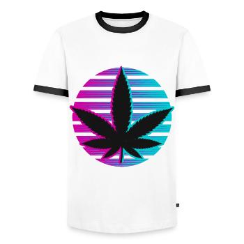 Kiffen Gras Kiffer Cannabis 420 Neon - Männer Kontrast-T-Shirt - Weiß/Schwarz - Vorne - AI Model Female 172 light (172cm) & AI Model Male 178 dark (178cm)