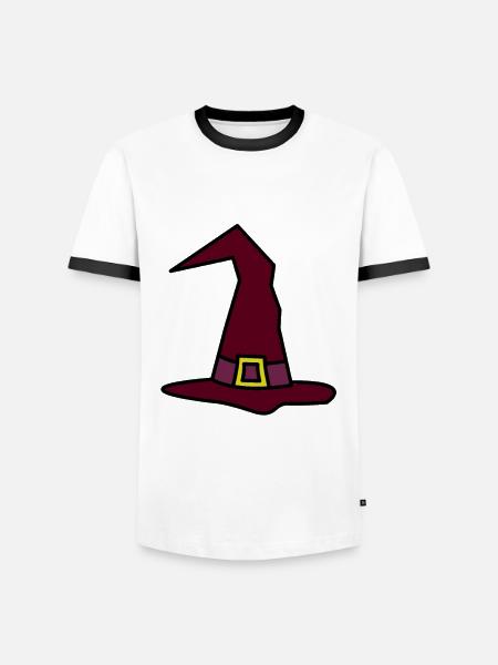 Halloween Witch Hat Witches Hat - Kontrast-T-skjorte for menn - hvit/svart
