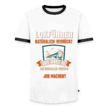 Train driver train - Men's Ringer Shirt - white/black - Front - AI Model Female 172 light (172cm) & AI Model Male 178 dark (178cm)