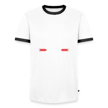 Während Du Sprichst Korrigiere Ich Deine Grammatik - Männer Kontrast-T-Shirt - Weiß/Schwarz - Vorne - AI Model Female 172 light (172cm) & AI Model Male 178 dark (178cm)