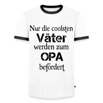 Father Grandpa Papa Grandfather promotes gift Grandchildren - Men's Ringer Shirt - white/black - Front - AI Model Female 172 light (172cm) & AI Model Male 178 dark (178cm)