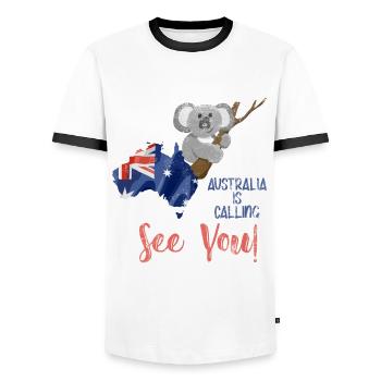 Australien Koala Bär Reisen - Männer Kontrast-T-Shirt - Weiß/Schwarz - Vorne - AI Model Female 172 light (172cm) & AI Model Male 178 dark (178cm)