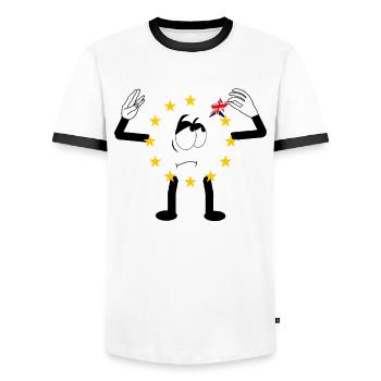 Royaume-Uni et Gibraltar Union européenne référendum d'adhésion - T-shirt contrasté Homme - blanc/noir - Devant - AI Model Female 172 light (172cm) & AI Model Male 178 dark (178cm)