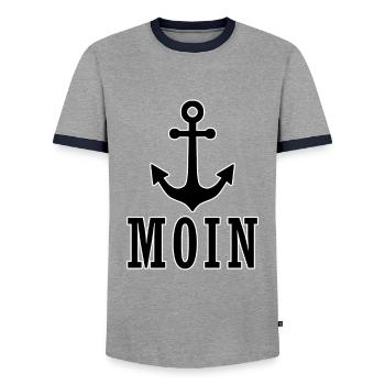 Anker Moin | Yolo-Artwork - Männer Kontrast-T-Shirt - Grau/Navy  - Vorne - AI Model Female 172 light (172cm) & AI Model Male 178 light (178cm)