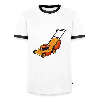 Lawn Mowing Lawn Mower Garden Gardener Lawn Tractor - Men's Ringer Shirt - white/black - Front - AI Model Female 172 light (172cm) & AI Model Male 178 dark (178cm)