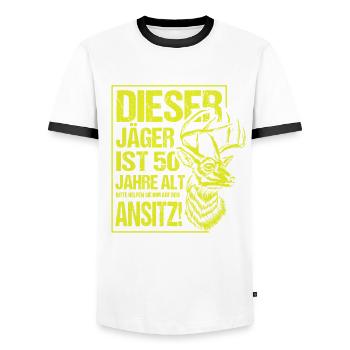 Lustiges Jäger Spruch zum 50 Geburtstag - Männer Kontrast-T-Shirt - Weiß/Schwarz - Vorne - AI Model Female 172 light (172cm) & AI Model Male 178 dark (178cm)