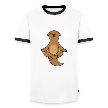 Loutre Yoga Méditation Yogi Namaste Cadeau - T-shirt contrasté Homme - blanc/noir - Devant - AI Model Female 172 light (172cm) & AI Model Male 178 dark (178cm)