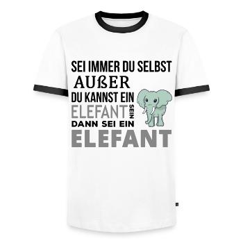 Éléphants Cadeaux - T-shirt contrasté Homme - blanc/noir - Devant - AI Model Female 172 light (172cm) & AI Model Male 178 dark (178cm)