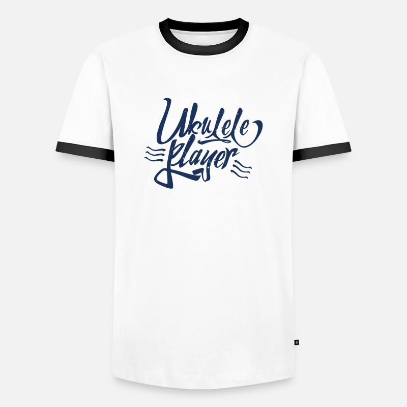 Ukulele - Männer Kontrast-T-Shirt - Weiß/Schwarz