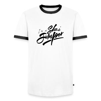 Skispringer Skisprung Sport Skispringen Ski Sprung - Männer Kontrast-T-Shirt - Weiß/Schwarz - Vorne - AI Model Female 172 light (172cm) & AI Model Male 178 dark (178cm)