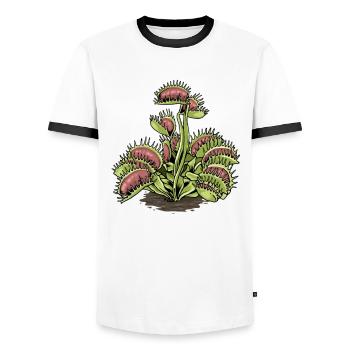 Carnivorous Plant Venus Flytrap - Men's Ringer Shirt - white/black - Front - AI Model Female 172 light (172cm) & AI Model Male 178 dark (178cm)