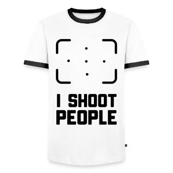 PHOTOGRAPHE - T-shirt contrasté Homme - blanc/noir - Devant - AI Model Female 172 light (172cm) & AI Model Male 178 dark (178cm)