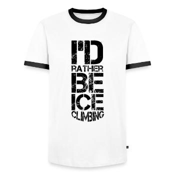 Ice Climbing Ice Tour Ice Wall Ice Climber Ice Pick - Men's Ringer Shirt - white/black - Front - AI Model Female 172 light (172cm) & AI Model Male 178 dark (178cm)