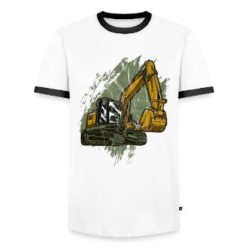 Bagger Kinder Jungen Geburtstag mit Schaufelbagger - Männer Kontrast-T-Shirt - Weiß/Schwarz - Vorne - AI Model Female 172 light (172cm) & AI Model Male 178 dark (178cm)