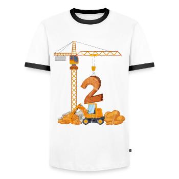 Cadeau d'anniversaire de la pelle pour le 2e anniversaire - T-shirt contrasté Homme - blanc/noir - Devant - AI Model Female 172 light (172cm) & AI Model Male 178 dark (178cm)