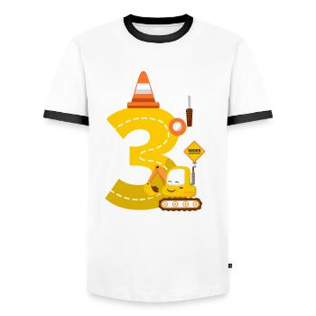 Cadeau d'anniversaire pelle 3 ans chantier - T-shirt contrasté Homme - blanc/noir - Devant - AI Model Female 172 light (172cm) & AI Model Male 178 dark (178cm)