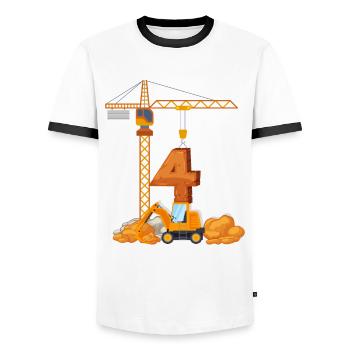 Cadeau d'anniversaire de pelle 4 ans chantier de construction - T-shirt contrasté Homme - blanc/noir - Devant - AI Model Female 172 light (172cm) & AI Model Male 178 dark (178cm)