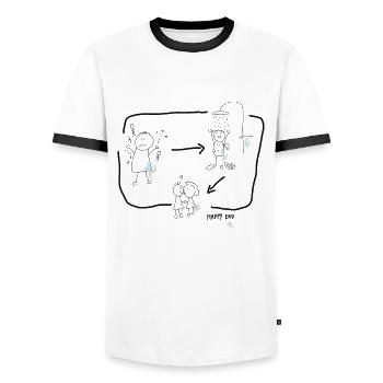 Duschen macht Stinker sauber - Männer Kontrast-T-Shirt - Weiß/Schwarz - Vorne - AI Model Female 172 light (172cm) & AI Model Male 178 dark (178cm)