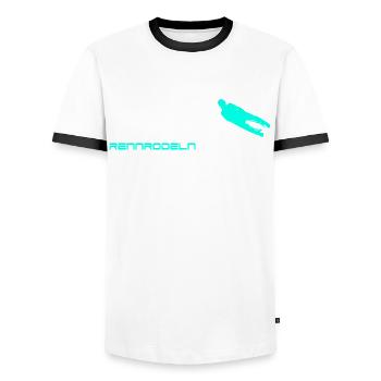 Luge Evolution - Men's Ringer Shirt - white/black - Front - AI Model Female 172 light (172cm) & AI Model Male 178 dark (178cm)