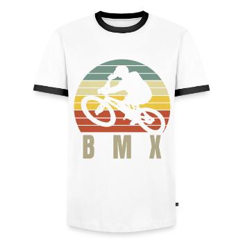 BMX - T-shirt contrasté Homme - blanc/noir - Devant - AI Model Female 172 light (172cm) & AI Model Male 178 dark (178cm)