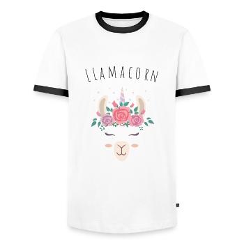 llamacorn - T-shirt contrasté Homme - blanc/noir - Devant - AI Model Female 172 light (172cm) & AI Model Male 178 dark (178cm)