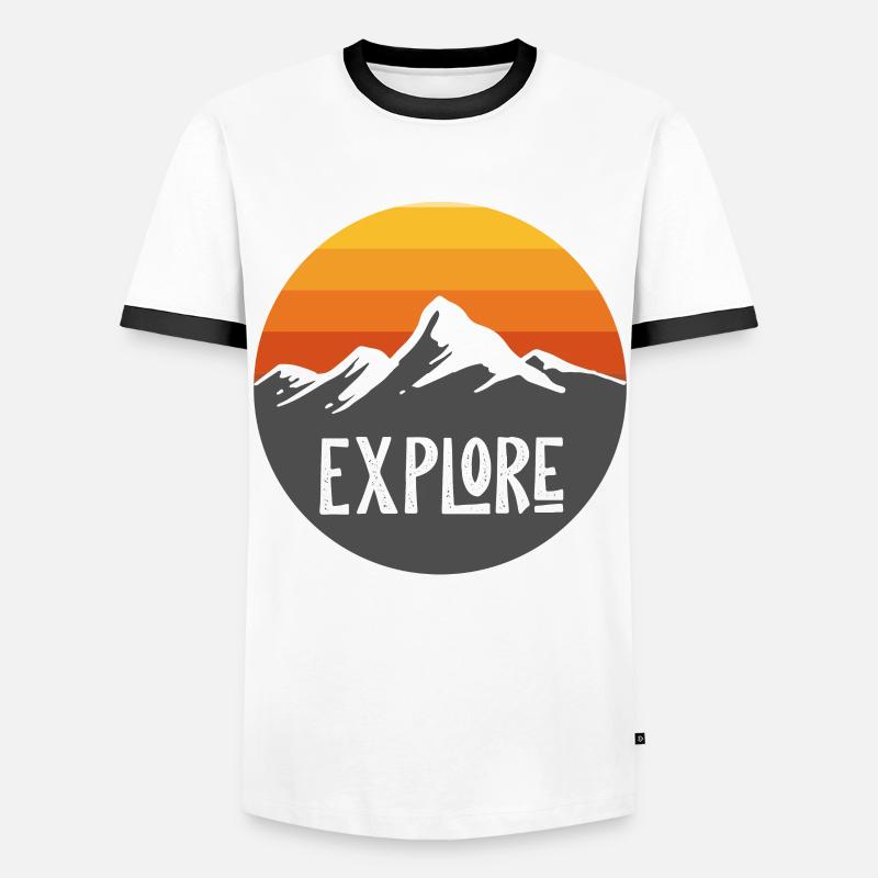 mountain sun explorer - Men's Ringer Shirt - white/black