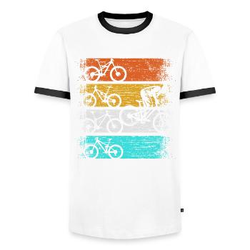 Downhill Cyclisme Retro - T-shirt contrasté Homme - blanc/noir - Devant - AI Model Female 172 light (172cm) & AI Model Male 178 dark (178cm)