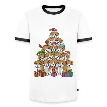 Beagle Christmas Funny Christmas Gift - T-shirt contrasté Homme - blanc/noir - Devant - AI Model Female 172 light (172cm) & AI Model Male 178 dark (178cm)