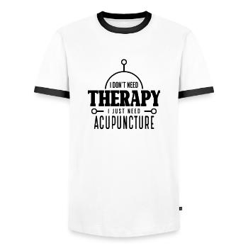 Acupuncture Acupuncture Needlepoint Practice Needle - Men's Ringer Shirt - white/black - Front - AI Model Female 172 light (172cm) & AI Model Male 178 dark (178cm)