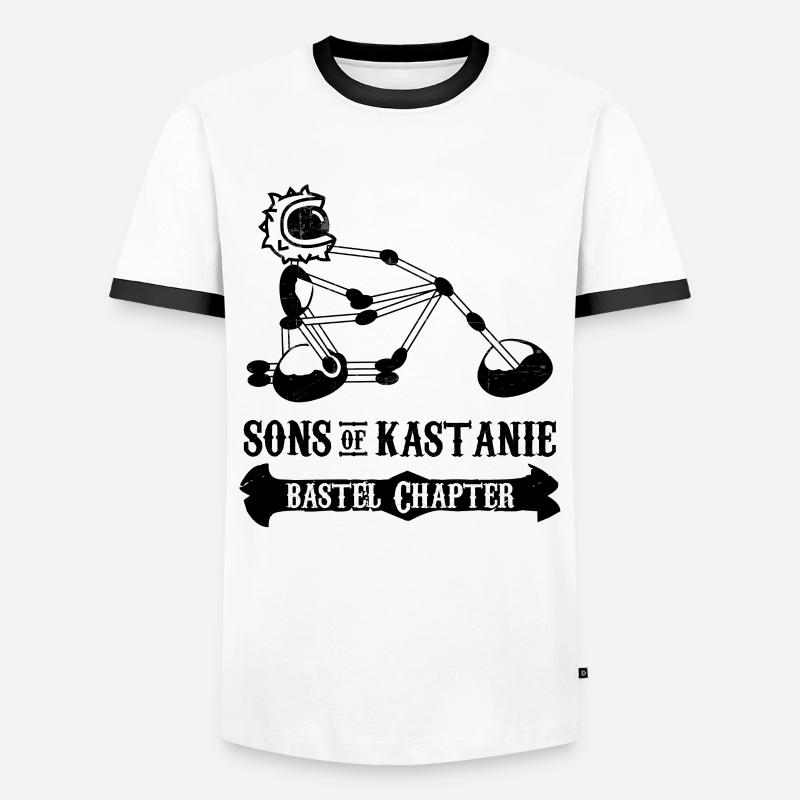 Kastanienmännchen - Bastel Chapter Motorradfahrer - Männer Kontrast-T-Shirt - Weiß/Schwarz