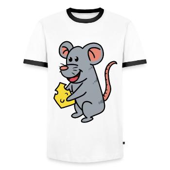 Souris Fromage Rongeur Souris Faim Animaux Bébé - T-shirt contrasté Homme - blanc/noir - Devant - AI Model Female 172 light (172cm) & AI Model Male 178 dark (178cm)