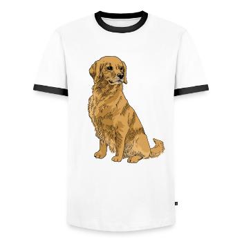 Golden Retriever - Männer Kontrast-T-Shirt - Weiß/Schwarz - Vorne - AI Model Female 172 light (172cm) & AI Model Male 178 dark (178cm)