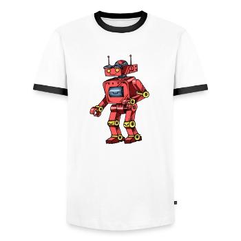 Roboter - Männer Kontrast-T-Shirt - Weiß/Schwarz - Vorne - AI Model Female 172 light (172cm) & AI Model Male 178 dark (178cm)