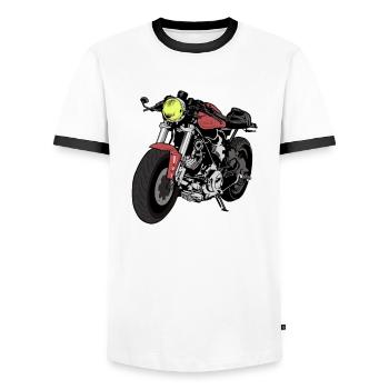 Cafe Racer - Männer Kontrast-T-Shirt - Weiß/Schwarz - Vorne - AI Model Female 172 light (172cm) & AI Model Male 178 dark (178cm)