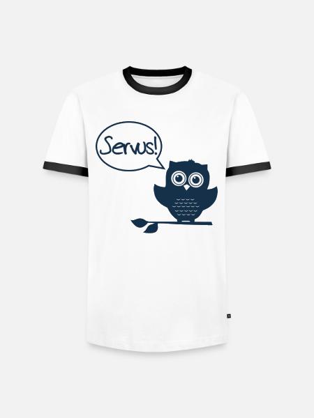 Eule uhu Servus! - Männer Kontrast-T-Shirt - Weiß/Schwarz