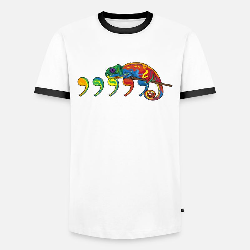 comma chameleon - Männer Kontrast-T-Shirt - Weiß/Schwarz