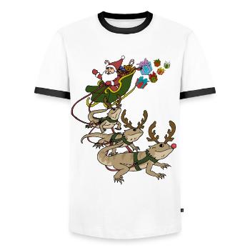 Bartagame Weihnachten - Männer Kontrast-T-Shirt - Weiß/Schwarz - Vorne - AI Model Female 172 light (172cm) & AI Model Male 178 dark (178cm)