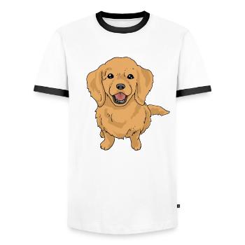 Golden retriever - Men's Ringer Shirt - white/black - Front - AI Model Female 172 light (172cm) & AI Model Male 178 dark (178cm)