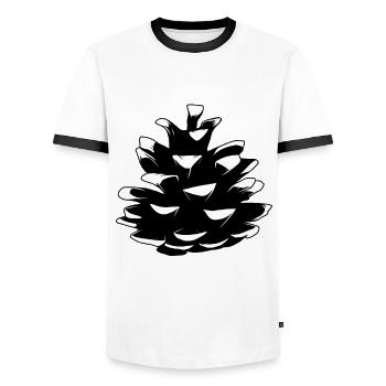 Kiefer Kiefernzapfen Tannenzapfen Wald Baum Natur - Männer Kontrast-T-Shirt - Weiß/Schwarz - Vorne - AI Model Female 172 light (172cm) & AI Model Male 178 dark (178cm)
