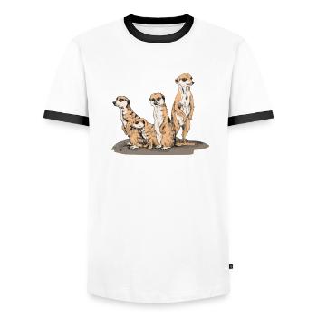 meerkat - Men's Ringer Shirt - white/black - Front - AI Model Female 172 light (172cm) & AI Model Male 178 dark (178cm)
