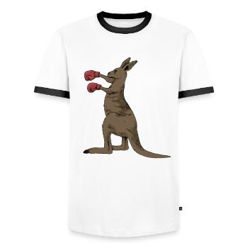 Kangaroo boxing - Men's Ringer Shirt - white/black - Front - AI Model Female 172 light (172cm) & AI Model Male 178 dark (178cm)