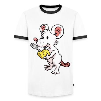Maus Käse Hunger Nager Kinder Baby Maus Nager - Männer Kontrast-T-Shirt - Weiß/Schwarz - Vorne - AI Model Female 172 light (172cm) & AI Model Male 178 dark (178cm)