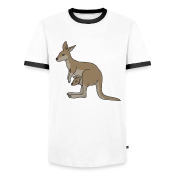 Känguru - Männer Kontrast-T-Shirt - Weiß/Schwarz - Vorne - AI Model Female 172 light (172cm) & AI Model Male 178 dark (178cm)