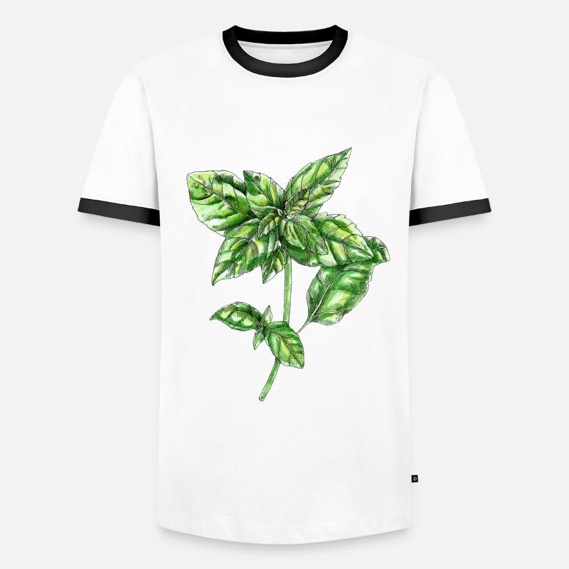 basil - Men's Ringer Shirt - white/black