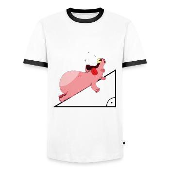 Hypoténuse mathématiques Hippopotame Drôle - T-shirt contrasté Homme - blanc/noir - Devant - AI Model Female 172 light (172cm) & AI Model Male 178 dark (178cm)